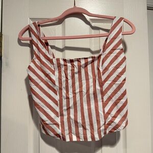 NWT Maurices Brown and White Striped Crop Top